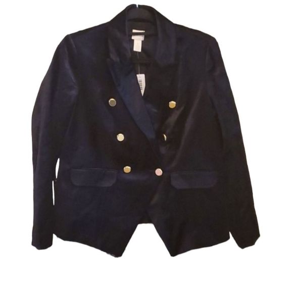 SOLD!! CHICO'S Black Velvet Blazer - Size 1 - Picture 1 of 6